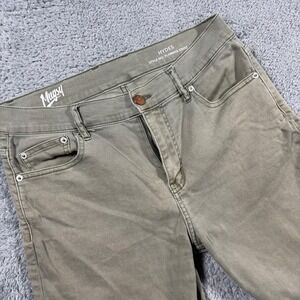 Mugsy Hydes Chinos Mens 33x32 Olive Green Stretch Slim Straight Pants